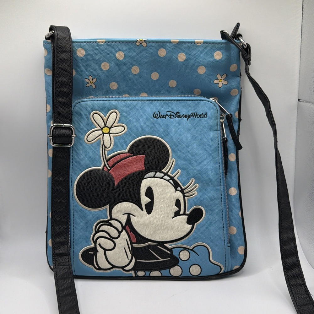 Disneyland Resort Minnie Mouse Blue Polka Dot Medium Crossbody Handbag